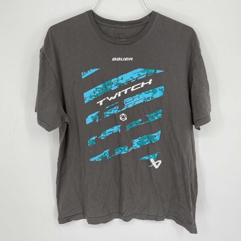 Bauer Men's Gray Twitch Stick Release Graphic Short Sleeve Tee T-Shirt Size L